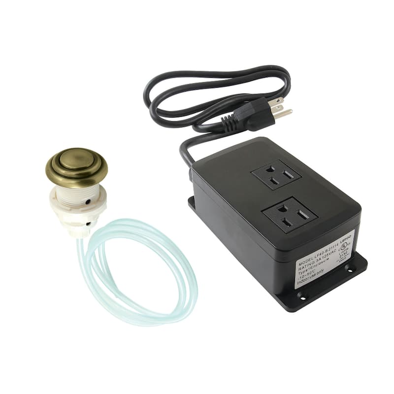 Gourmetier Dual Outlet Garbage Disposal Air Switch Kit - Antique Brass