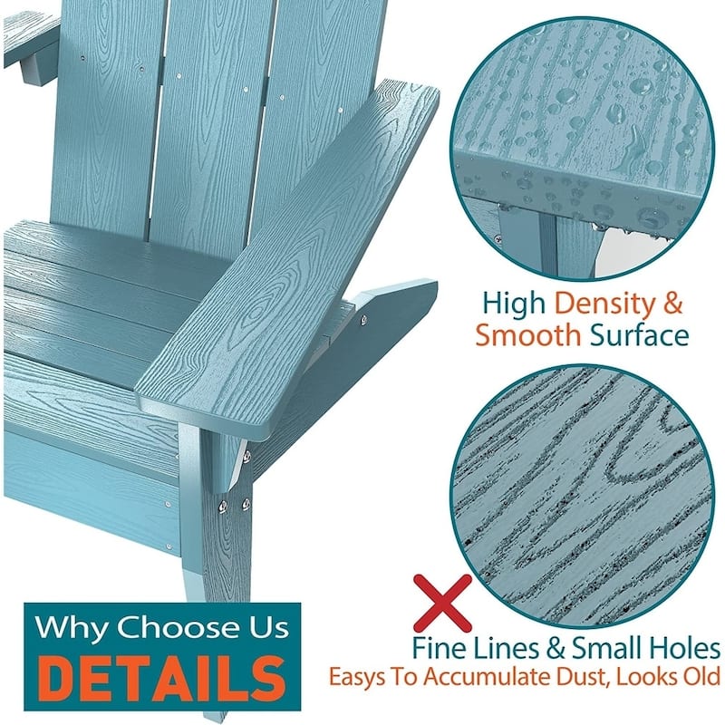 WINSOON All Weather HIPS Outdoor Adirondack Chairs with Cup-Holder Set of 8