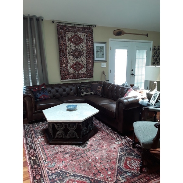 Top Product Reviews For Abbyson Tuscan Tufted Top Grain Leather 3 Piece Sectional Sofa 11595877 Overstock