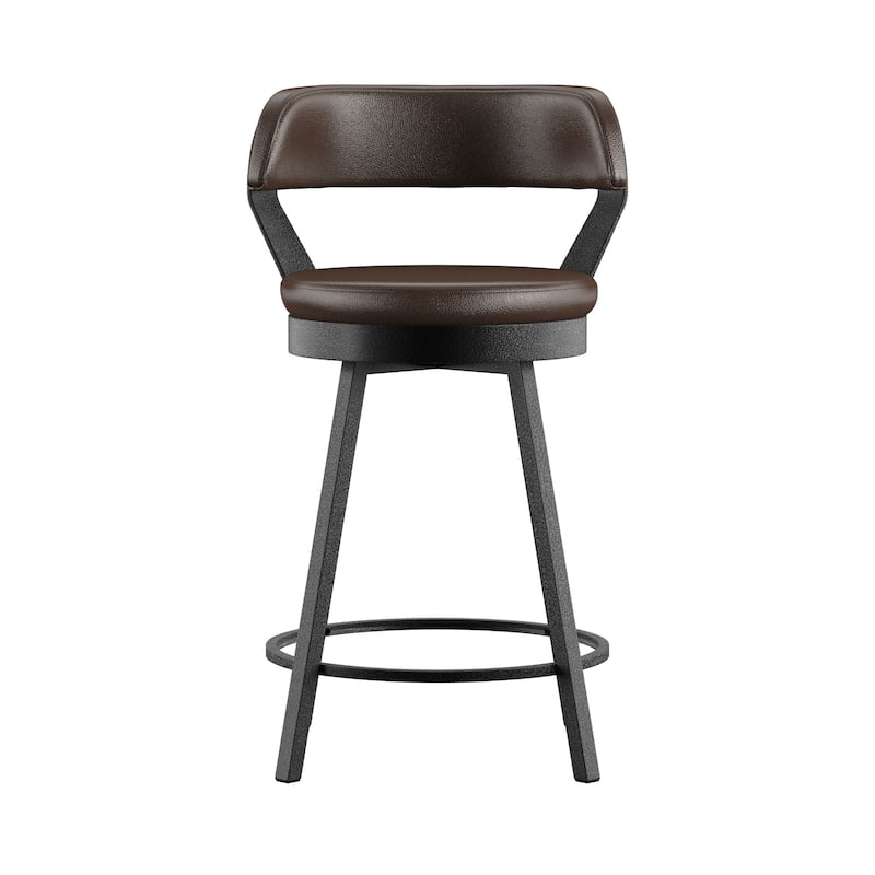 Harley Faux Leather Graphite Grey Metal Swivel Stools (Set of 2) by iNSPIRE Q Modern