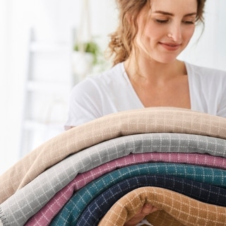 IBENA Manhattan Fine Grid Pure Cotton Throw - Bed Bath & Beyond - 32454877