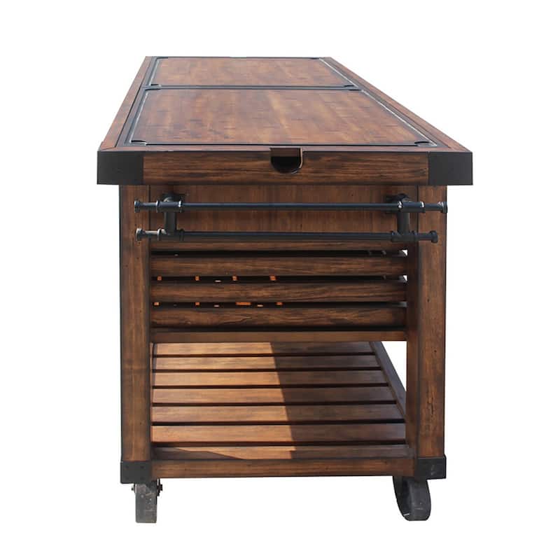Lizzy Distressed Chestnut 3-Basket Kitchen Cart