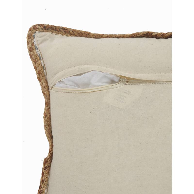 18" Gray and White Striped Bordered Square Throw Pillow