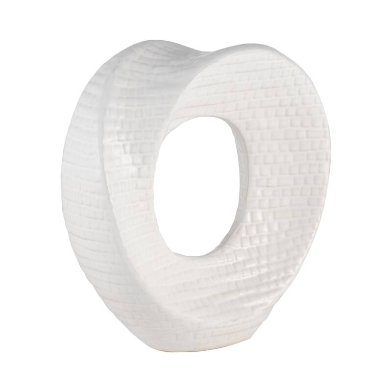Sagebrook Home Modern Stoneware Ceramic Decorative Object - Textured White - 8" x 3" x 8"