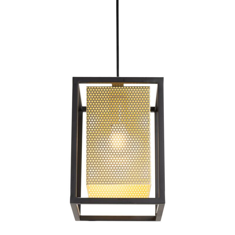HomeRoots Gold and Black Geometric Metal Ceiling Light - 7.9' X '131.5' X '7.9
