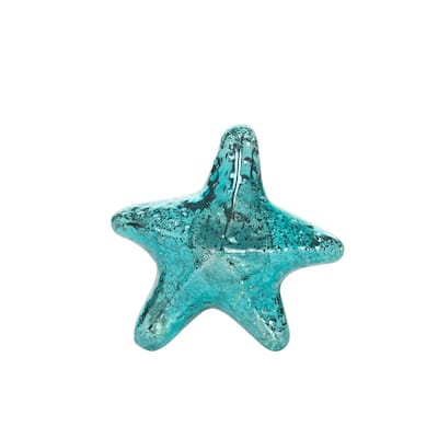 7.65" GLASS TEAL STARFISH with Light-Up LED - Green