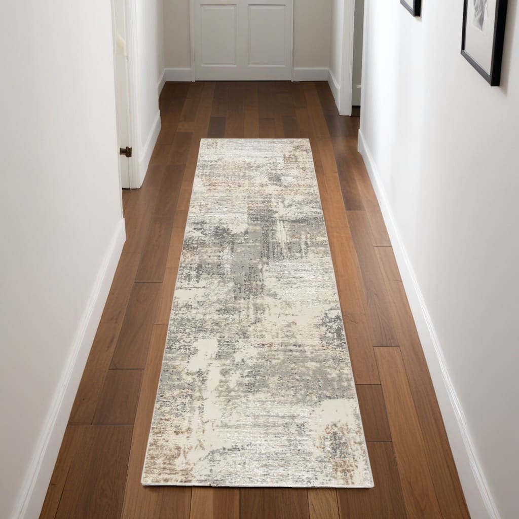 Power Loomed Abstract Modern Non Skid Stain Resistant Area Rug - 90' X '26' X '0.5