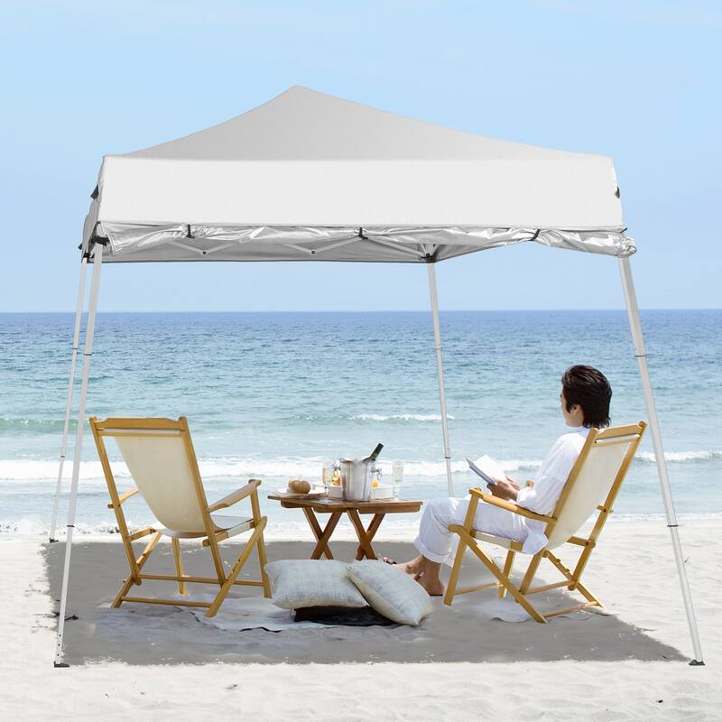 White Portable Pop-Up Waterproof Gazebo Canopy Tent with UV Protection and Carry Bag Included - 94.5” x 94.5” x 86.6” L x W x H