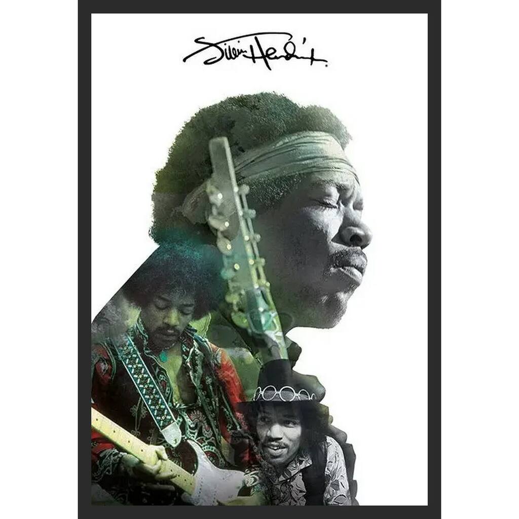 Jimi Hendrix - Double Exposure Framed Art Poster - 24 x 36 Inch