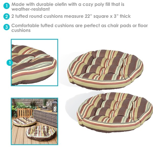 Sunnydaze Polyester Large Round Floor Cushion Set of 2