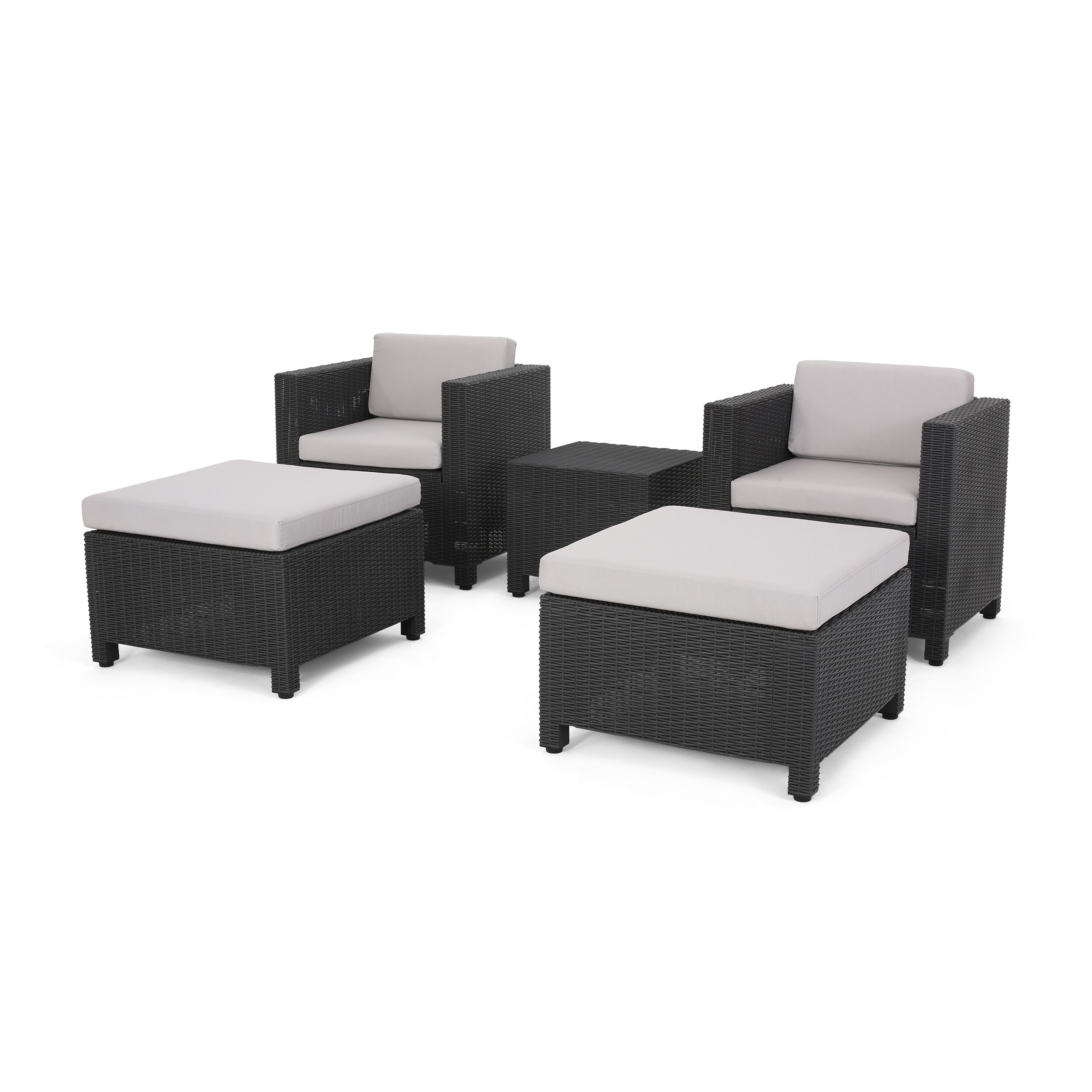 Waverly Outdoor 2 Seater Faux Wicker Print Chat Set With Ottomans By Christopher Knight Home On Sale Overstock 29574920