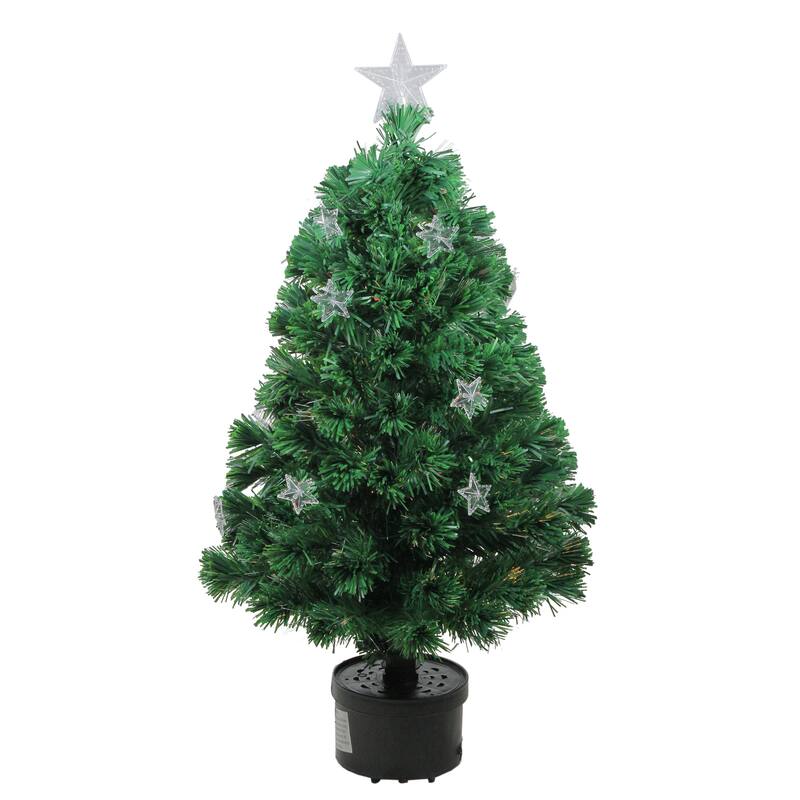 4' Potted Artificial Christmas Tree Stars Multicolor Lights - 4 Foot