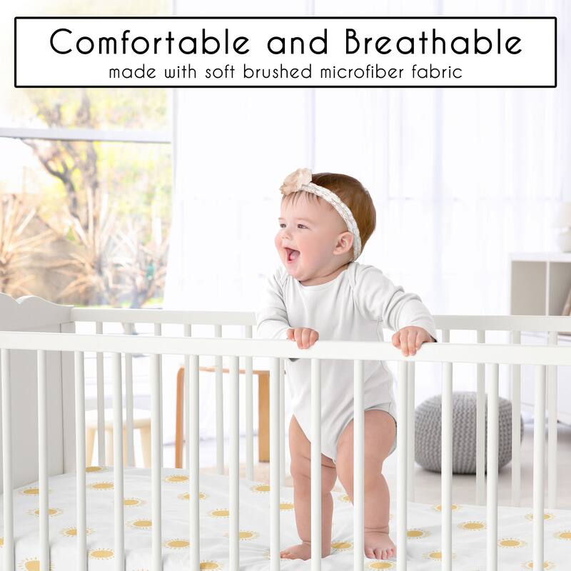 Sweet Jojo Designs White and Yellow Boho Sun Boy, Girl Unisex/Gender Neutral Fitted Mini Portable Crib Sheet -Bohemian Celestial