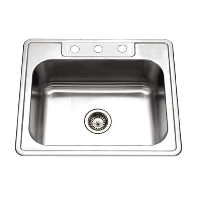 Houzer 2522-8BS3-C Glowtone 25" Drop In Single Basin Stainless Steel