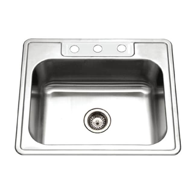 Houzer 2522-8BS3-C Glowtone 25" Drop In Single Basin Stainless Steel