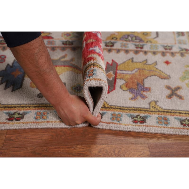 Beige Floral Oushak Indian Area Rug Handmade Wool Carpet - 8'2"x 10'0"