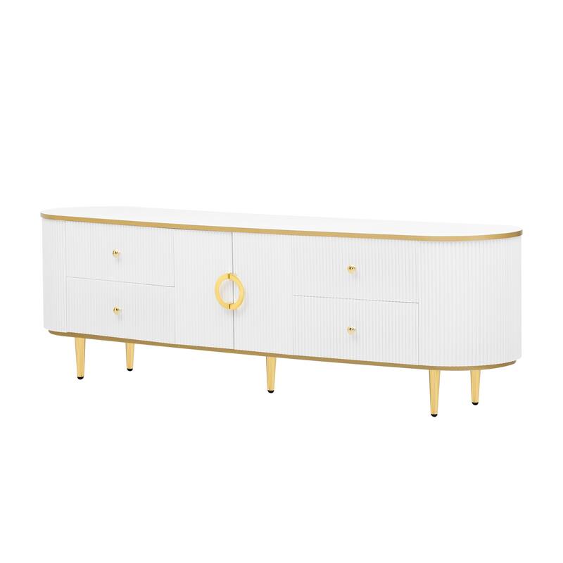 Modern TV Stand for TV up to 80 Inches with 4 Drawers & 1 Cabinet - 70.9" D x 15.6" W x 21.7" H