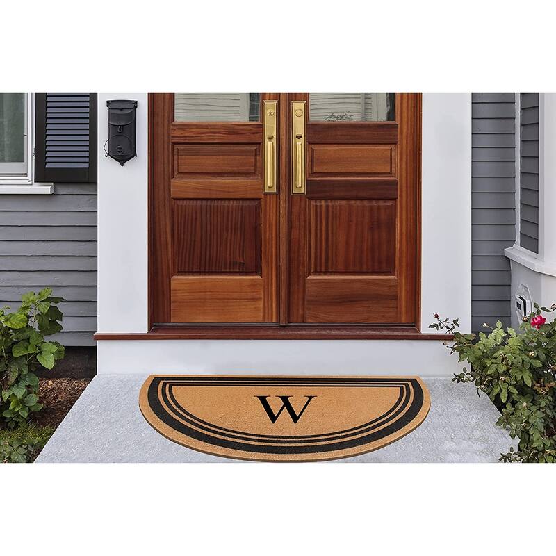 A1HC Natural Coir Flock Beige 30 in x 60 in Coir & PVC Durable Door Mat for Outdoor Entrance Monogrammed Doormat