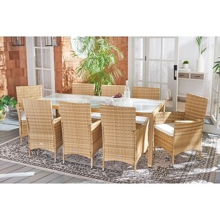 SAFAVIEH Outdoor Hailee 9-Piece Wicker Dining Set