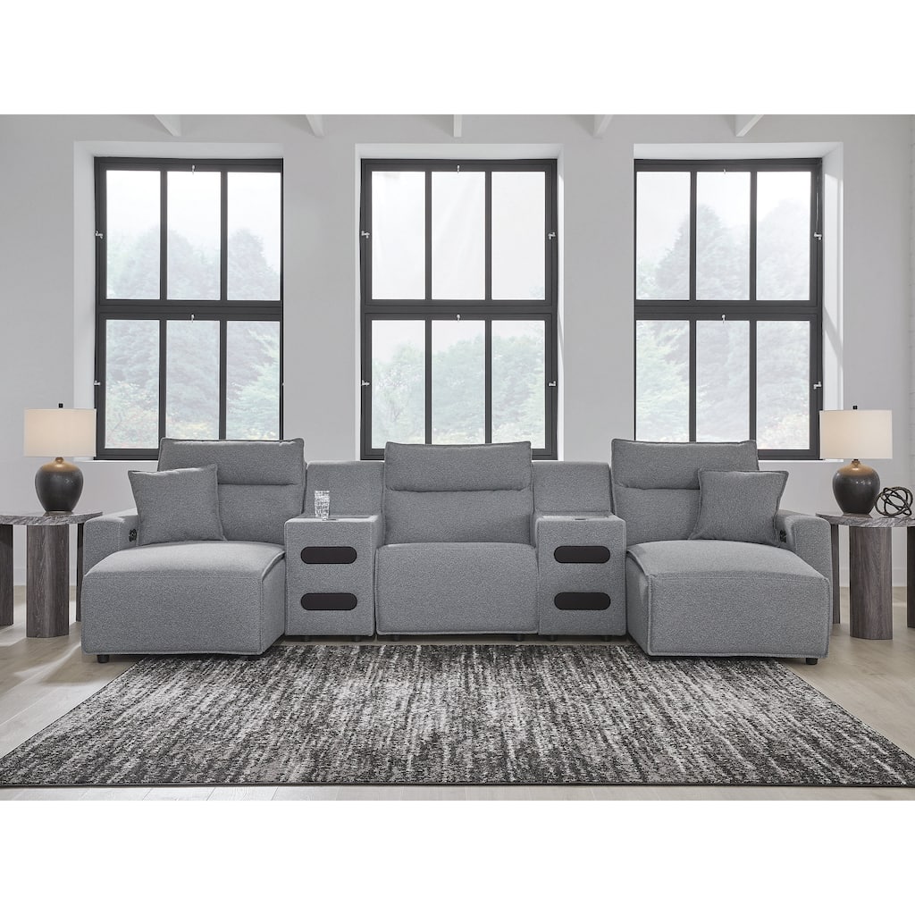 Signature Design by Ashley Modmax Gray 5-Piece Power Reclining Sectional with Chaise - 152" W x 63" D x 41" H
