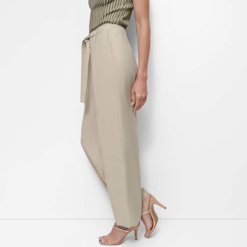 DKNY Tie Front Twill Trousers