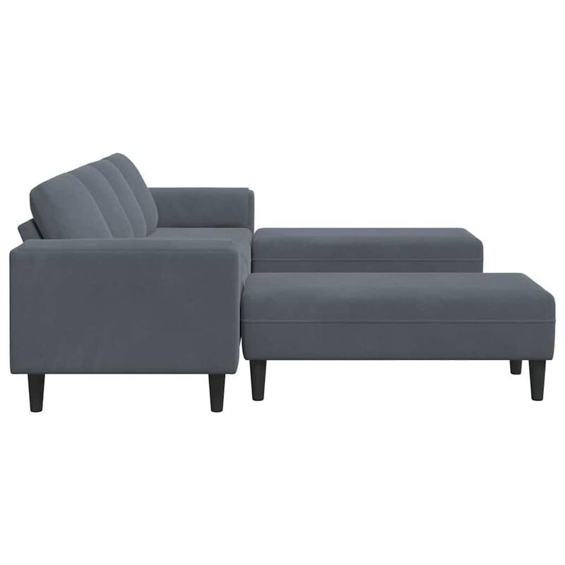 vidaXL Sofa Set Dark gray Velvet - 98.4 x 30.3 x 29.9 inch