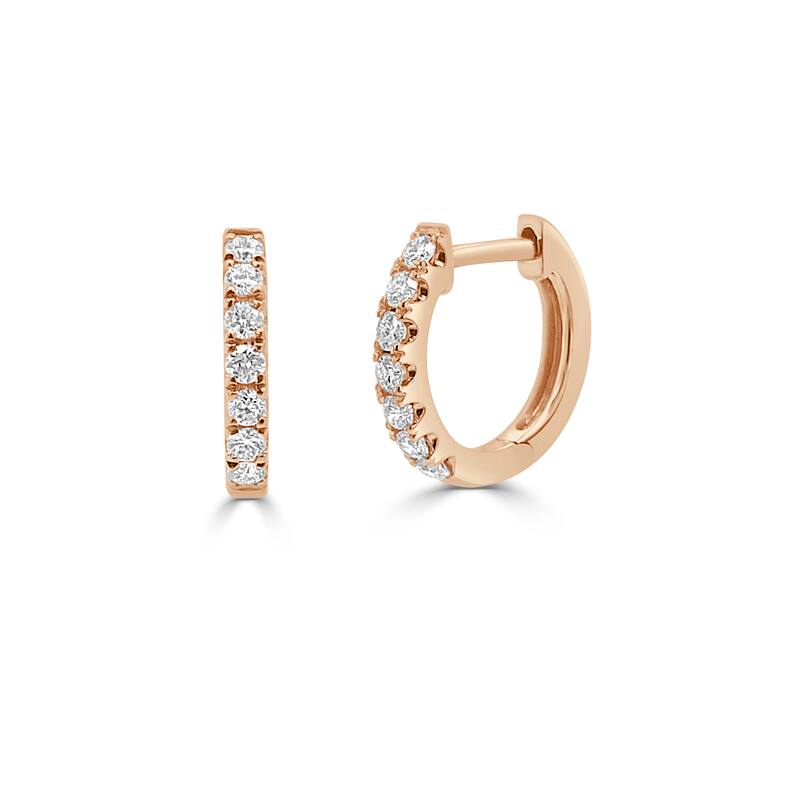 Joelle Diamond Huggie Earring For Her - 14k Gold Earrings 1/5 CTTW U-Shaped Hoops With Certified Diamonds 1/2 Inch Gifts for Her