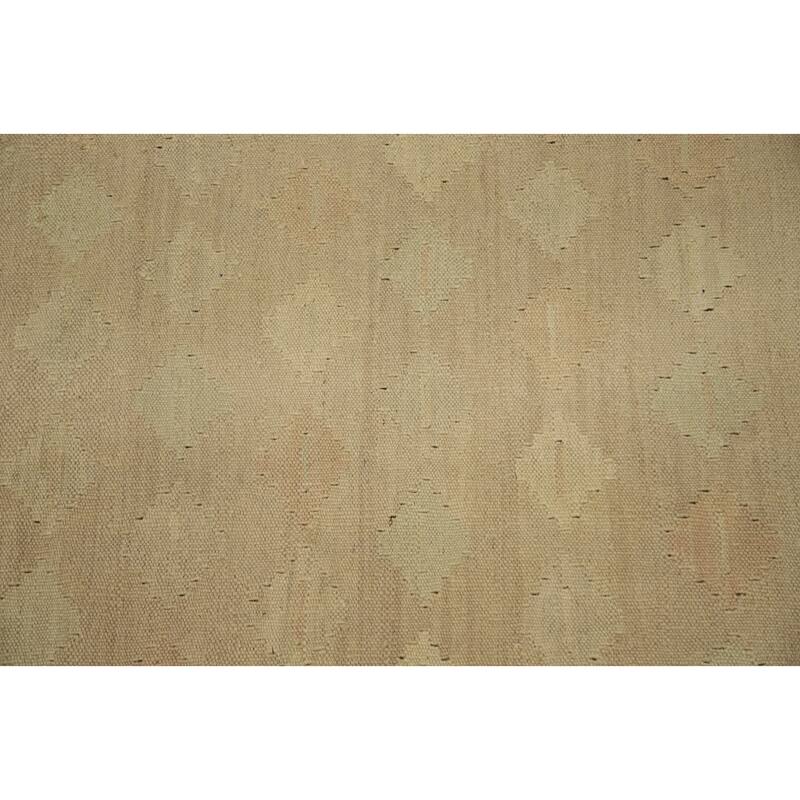 Hand Woven Oriental 100% Wool Carpet Southwestern Tribal Beige & Ivories Kilim Area Rug - 5' 8'' X 4' 0''