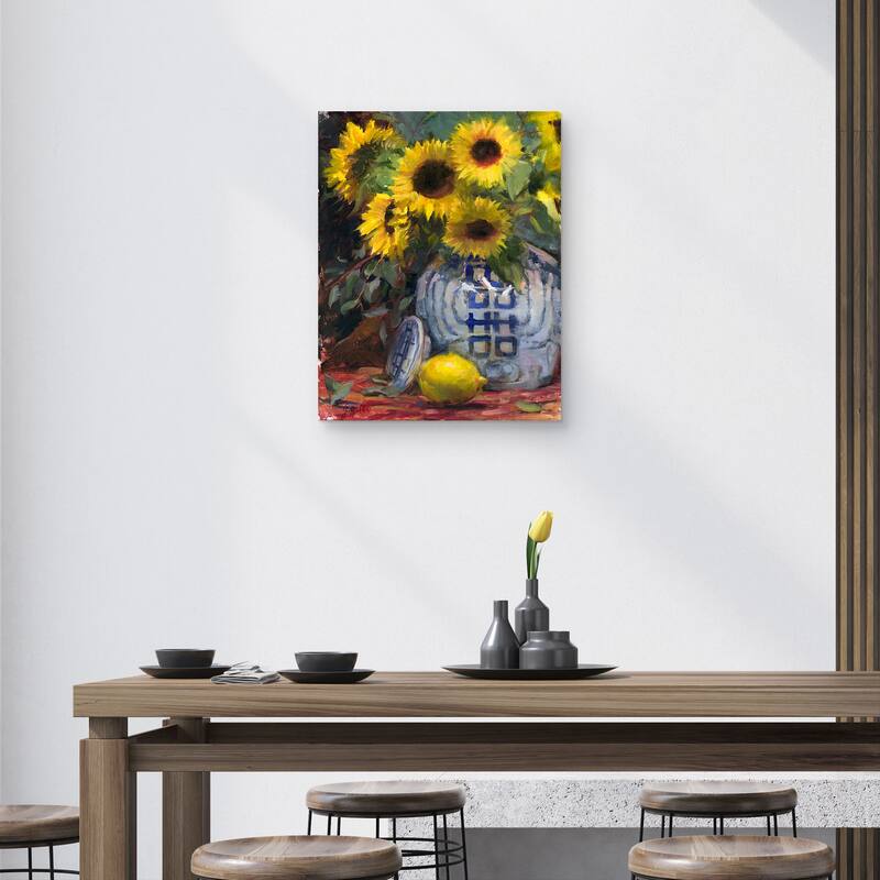 Sunflowers Still Life by Geoff Allen Canvas Art Print
