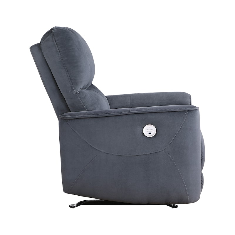 Erten Power Rocker Reclining Chair, Dark Gray Velvet, Solid Wood