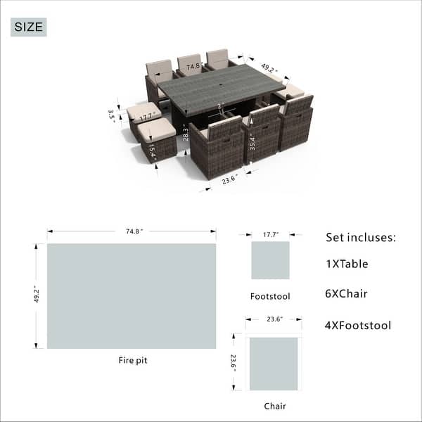 dimension image slide 0 of 4, 16-Seater Aluminum Patio Dining Sets with Cushions and Tempered Glass Tabletop