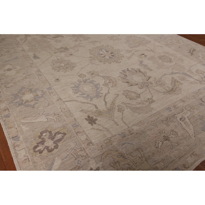 Vegetable Dye Oushak Turkish Rug Handmade Transitional Wool Carpet - 9'0" x 12'7"