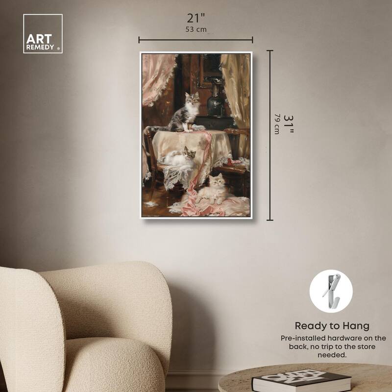 Kittens at the Table Canvas by Art Remedy