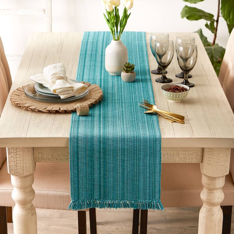 DII Variegated Taupe Fringe Table Runner 13x72