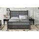 preview thumbnail 5 of 10, Queen Platform Bed with Upholstered Headboard & 2 Drawers - Antique Grey