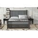 preview thumbnail 17 of 22, Queen Platform Bed with Upholstered Headboard & 2 Drawers - Antique White