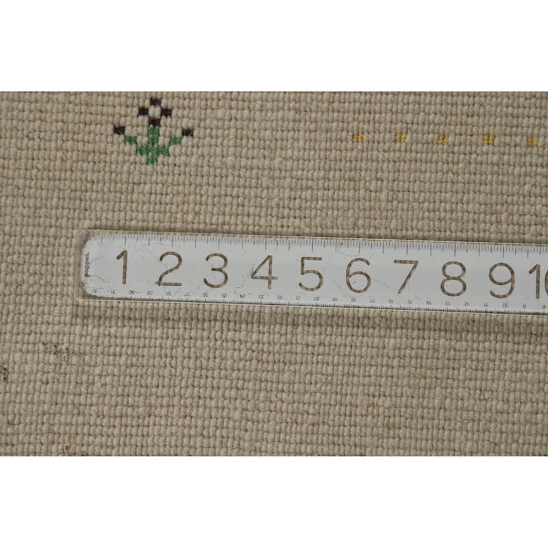 Beige Tribal Gabbeh Indian Rug Handmade Wool Carpet - 5'2" x 7'4"
