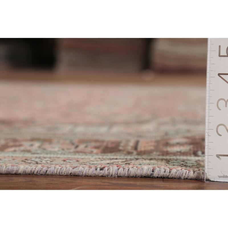 Geometric Tabriz Persian Vintage Area Rug Handmade Pink Wool Carpet - 6'5"x 9'8"