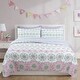 preview thumbnail 9 of 9, Lola Floral Pink Grey Cotton Quilt Bedding Set Queen