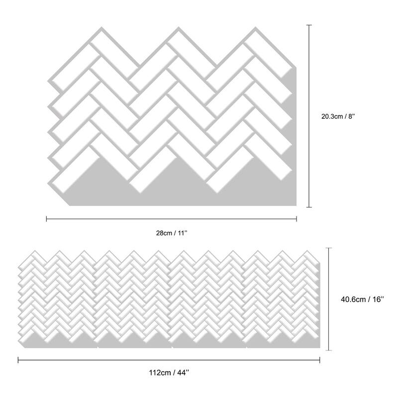 Walplus Classic White Glossy 3D Tile Sticker Peel and Stick Kitchen Backsplash