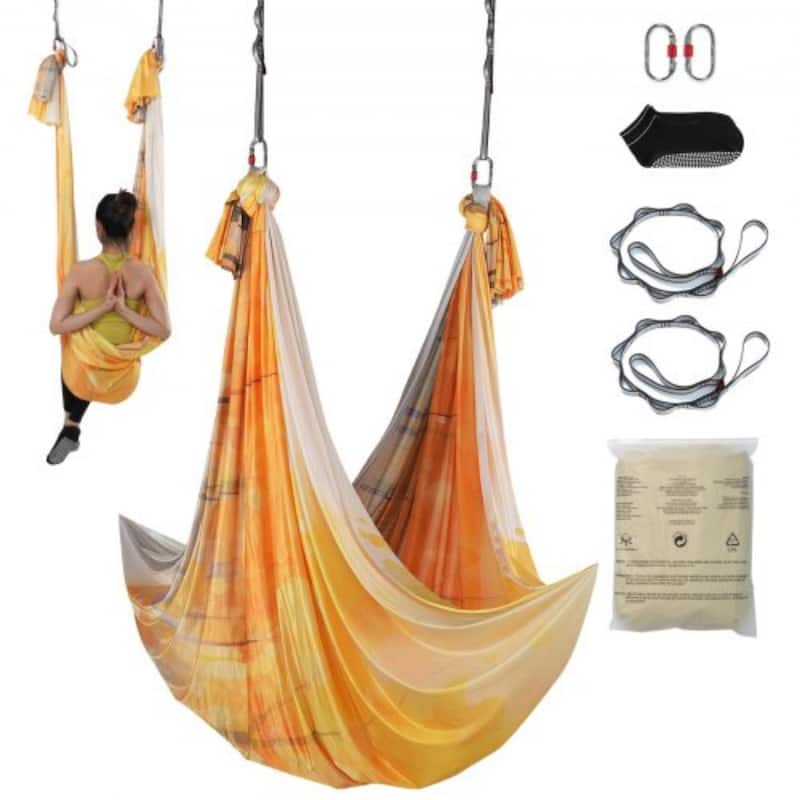 Aerial Yoga Hammock & Swing Kit 5.5 Yards with Full Rigging Hardware - Gradient-Gold