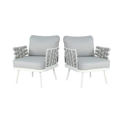 Roomfitters Outdoor Steel Club Chair with Cushions, Set of 2