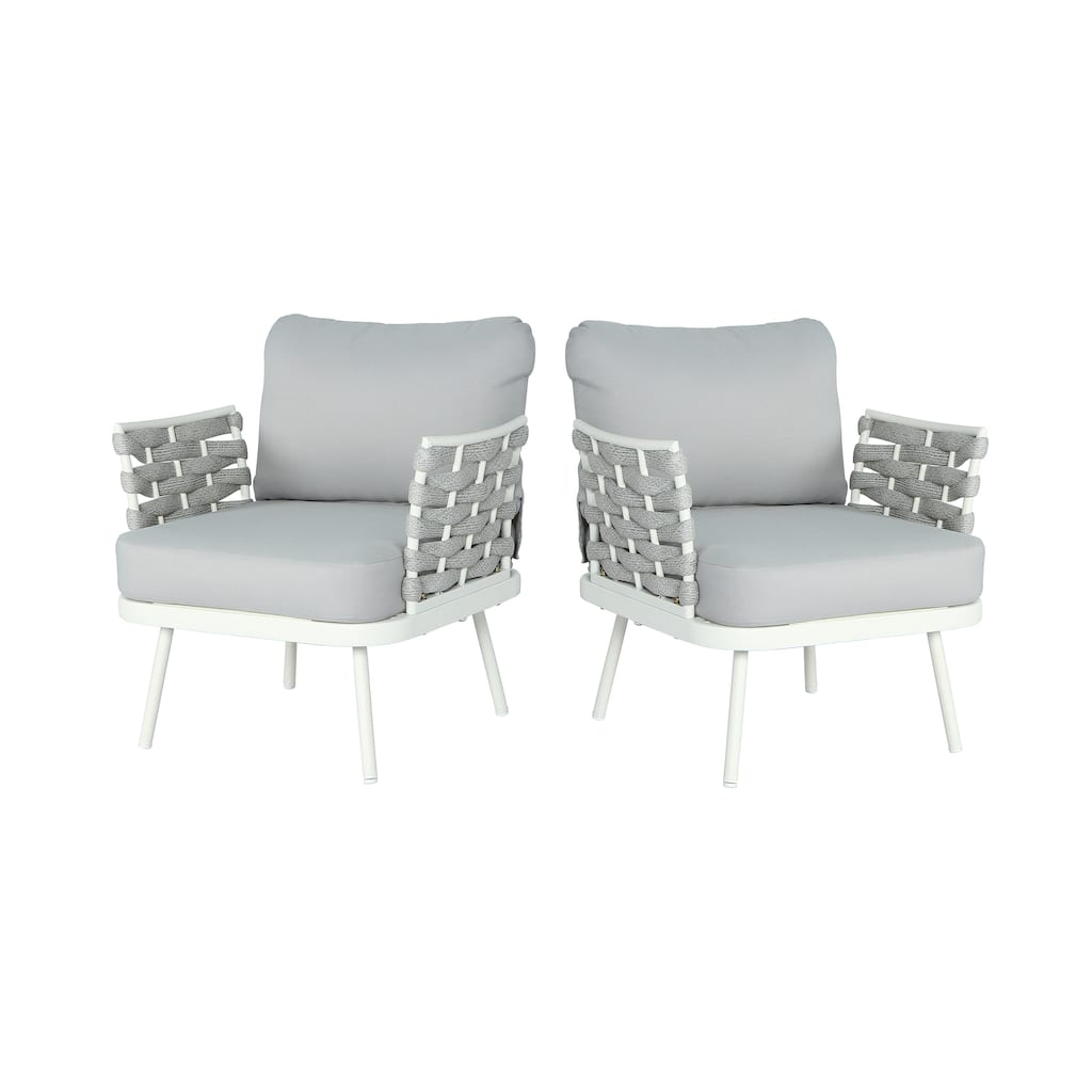 Roomfitters Outdoor Steel Club Chair with Cushions, Set of 2