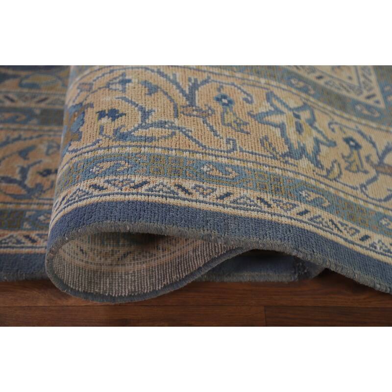 Hand Knotted Oriental 100% Wool Carpet Traditional Floral Navy Blue & Blues Sarouk Area Rug - 10' 4'' X 6' 8''