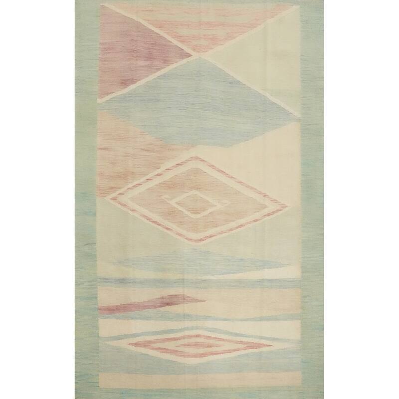 Hand Woven Oriental 100% Wool Carpet Southwestern Modern Multi-Colored Kilim Area Rug - 8' 7'' X 6' 4''