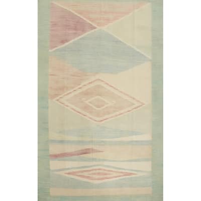 Hand Woven Oriental 100% Wool Carpet Southwestern Modern Multi-Colored Kilim Area Rug - 8' 7'' X 6' 4''