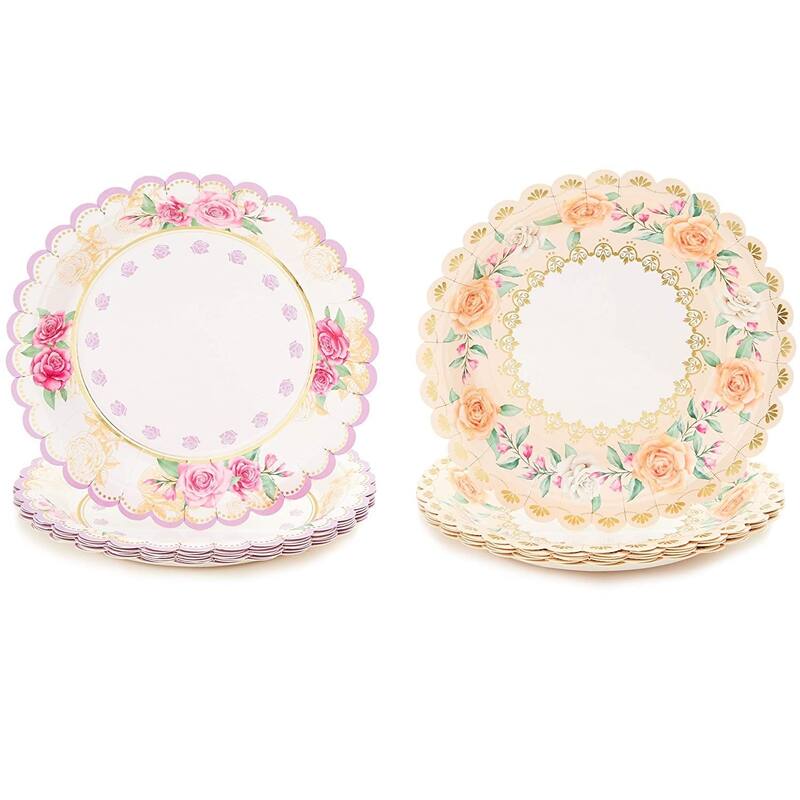 48 Floral Paper Plates Vintage Tea Party Supplies Wedding Bridal Baby