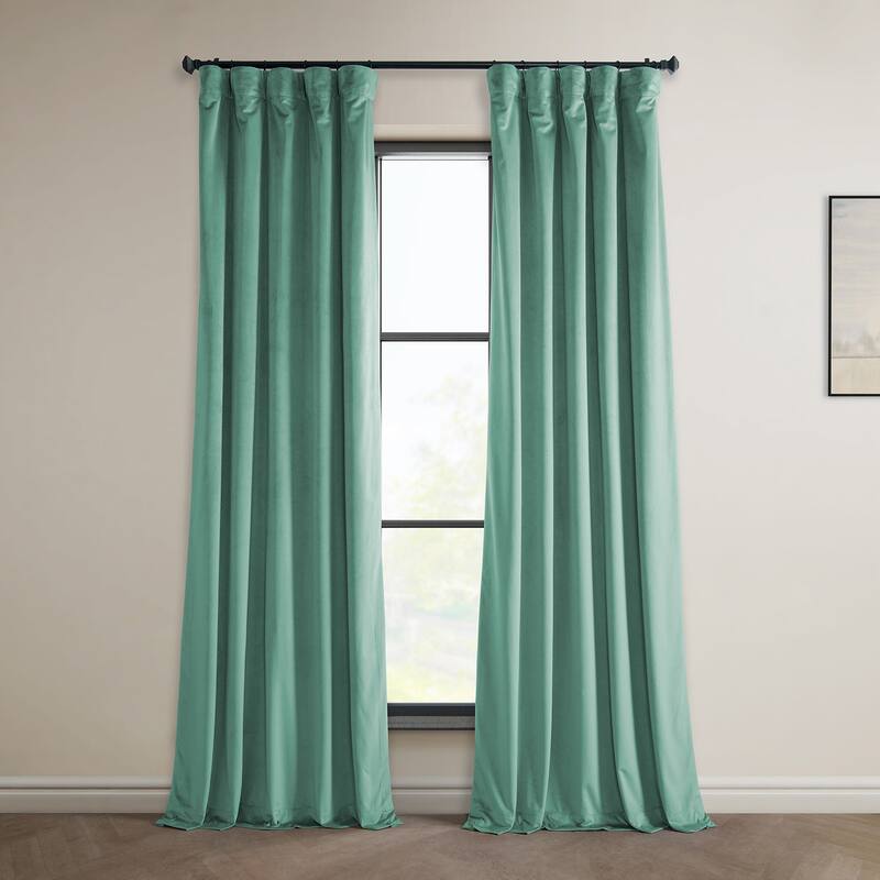 Exclusive Fabrics Heritage Plush Velvet Curtain (1 Panel) - 50 X 84 - Light Teal Green