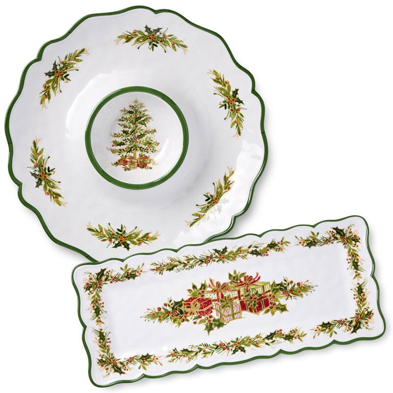 Certified International Holly Tree Melamine 2pc Appetizer Set