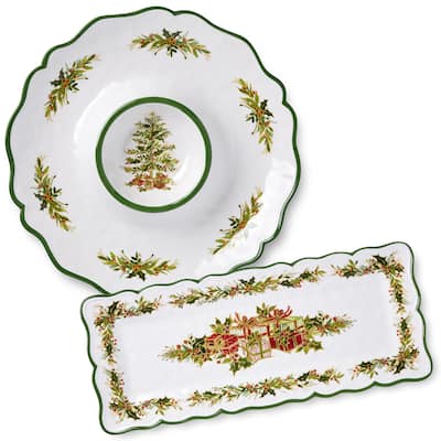 Certified International Holly Tree Melamine 2pc Appetizer Set